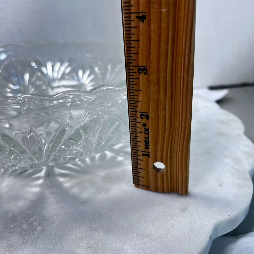 Vtg 60s Clear Pressed Glass Serving Bowl Starburst Design Mid Century Modern‎